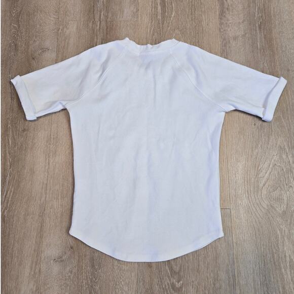 The Line by K White Short Sleeve Knit Top Raglan Tee Minimalist XS/S - Picture 2 of 4